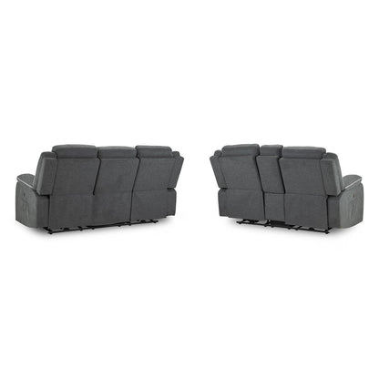 Harlow Graphite Grey Fabric 3 + 2 Electric Reclining Sofa Suite