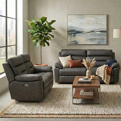 Lucy Electric Reclining Sofa Suite 3 + 2 Ink Grey
