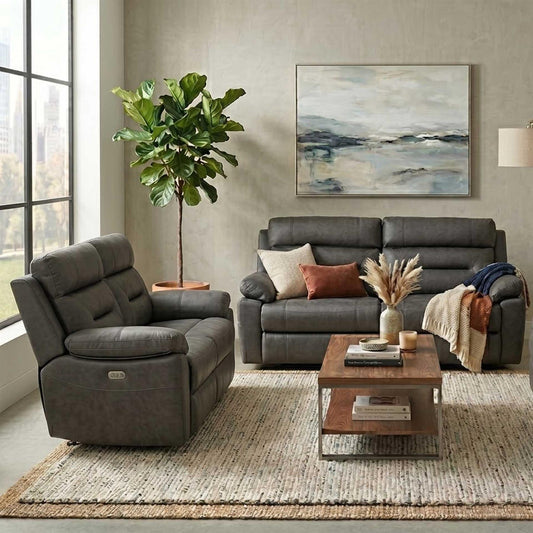 Lucy Electric Reclining Sofa Suite 3 + 2 Ink Grey