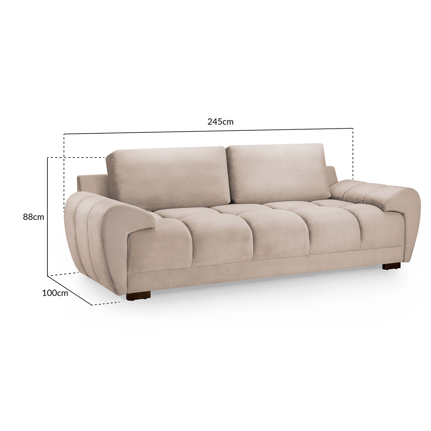 Zura Plush Velvet Large 3 + 2 Sofa Suite | Cream, Grey or Mocha