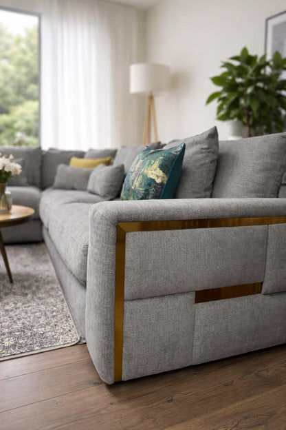 Juno L Shaped Large 5 Seater Corner Sofa Beige or Grey