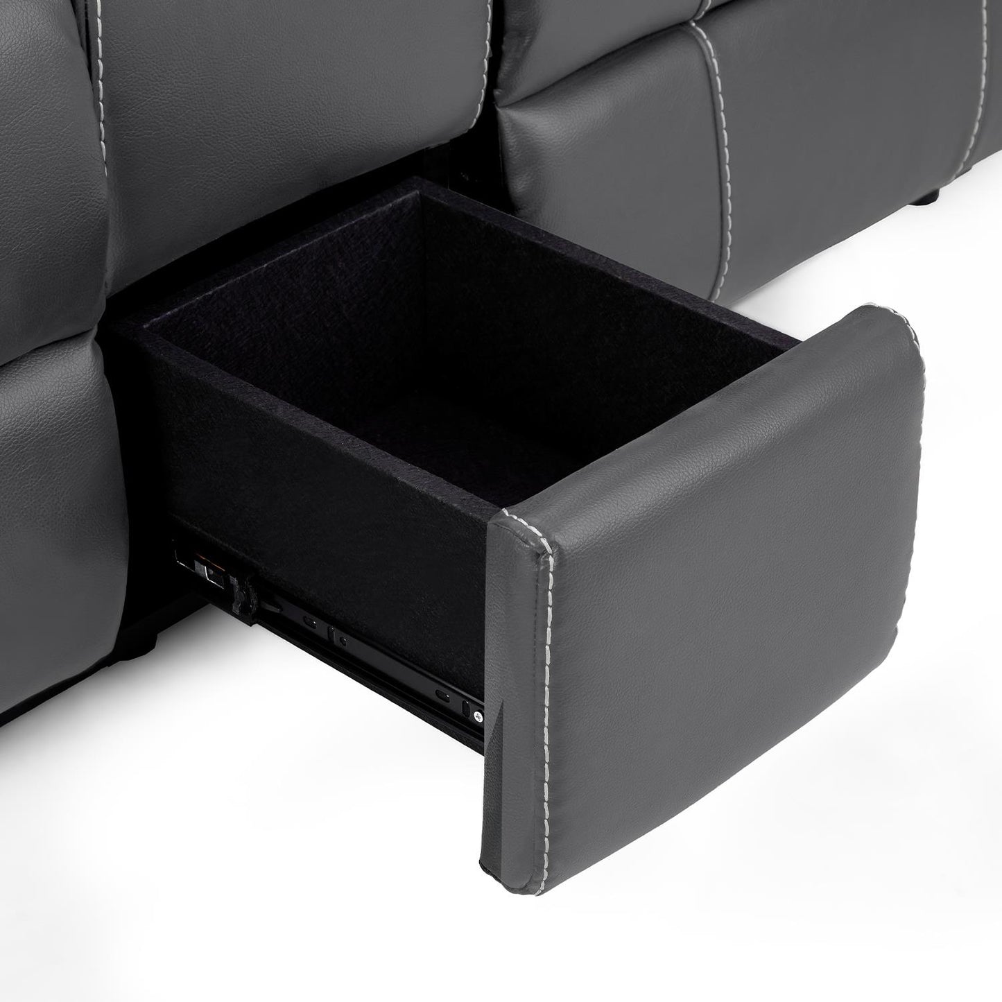 Orlando Leather Black or Grey Electric Reclining 2 Seater Centre Console