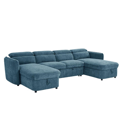 Ria Large 4 5 Seater Fabric U Shaped Sofa Bed Tilting Headrest Storage