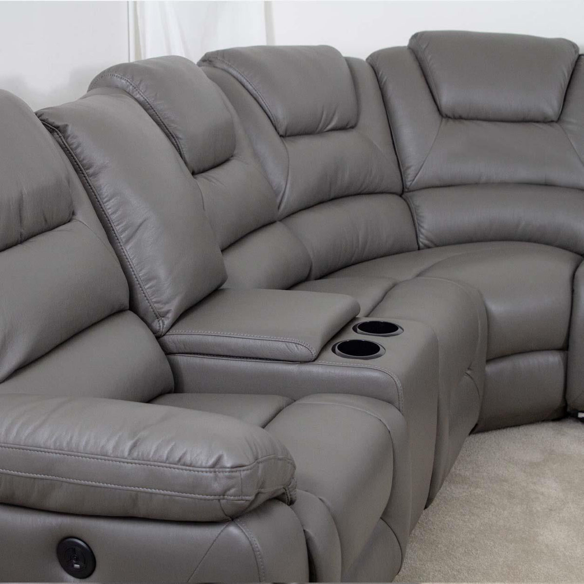 Oxbridge 5 Seater Electric Recliner Corner Sofa LED USB Black or Grey