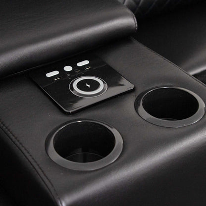 Felix Black or Grey Leather Electric Reclining Sofa Suite USB Cup Holder