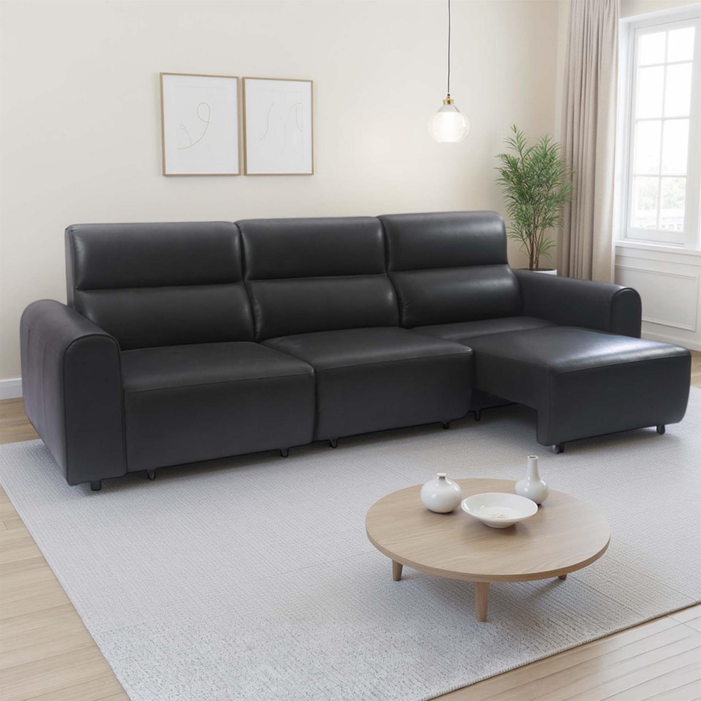 Corby 3 Seater Electric Recliner Sofa Leather Look High Back Design