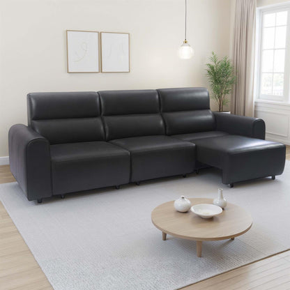 Corby 3 Seater Electric Recliner Sofa Leather Look High Back Design