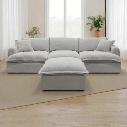 Stanford Feather Filled Modular Sofa with Footstool Grey or Stone