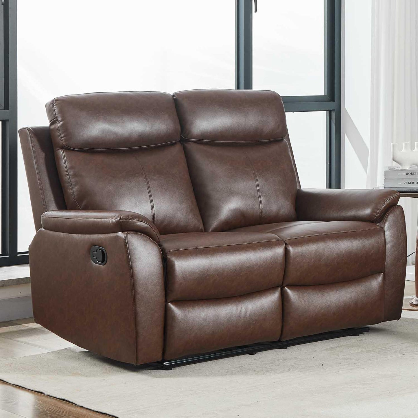 Ferndale 3 + 2 Recliner Sofa Set Brown Leatheraire Manual Suite