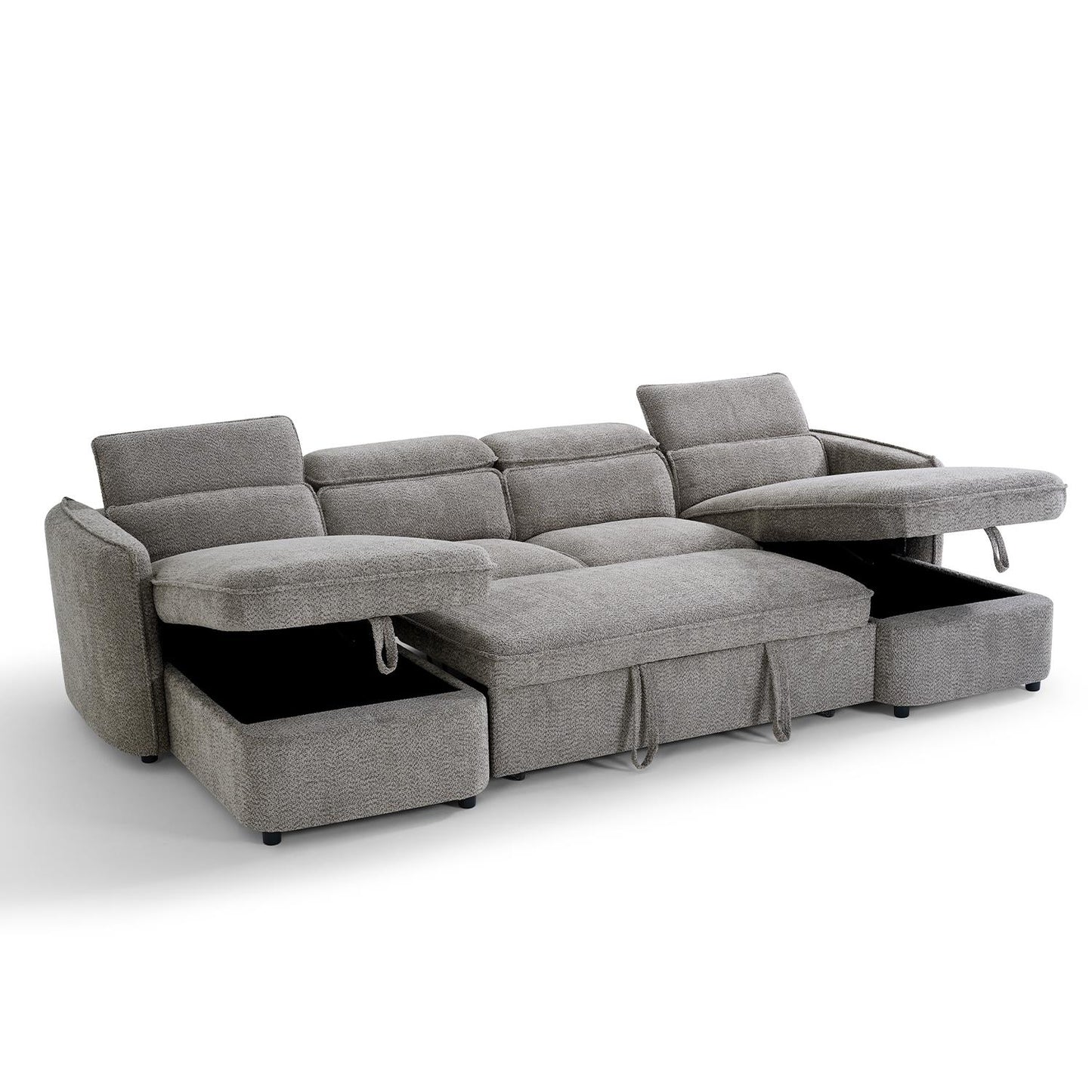 Ria Large 4 5 Seater Fabric U Shaped Sofa Bed Tilting Headrest Storage