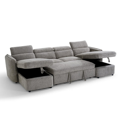 Ria Large 4 5 Seater Fabric U Shaped Sofa Bed Tilting Headrest Storage