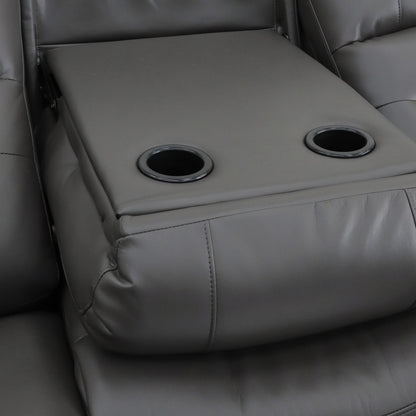 Arlo Black or Grey Leather Like Electric Reclining Sofa Suite 3 + 2 USB + Drinks Tray