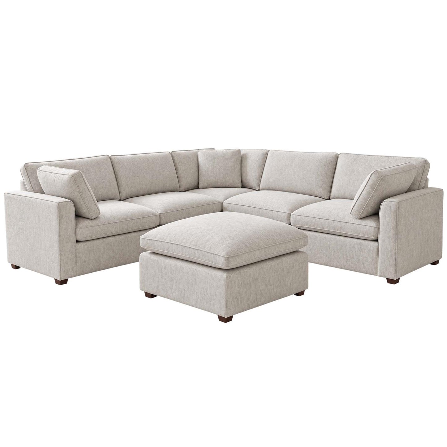 Seaton Grey 5 Seater Linen Weave Corner Sofa with Footstool