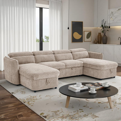 Ria Large 4 5 Seater Fabric U Shaped Sofa Bed Tilting Headrest Storage