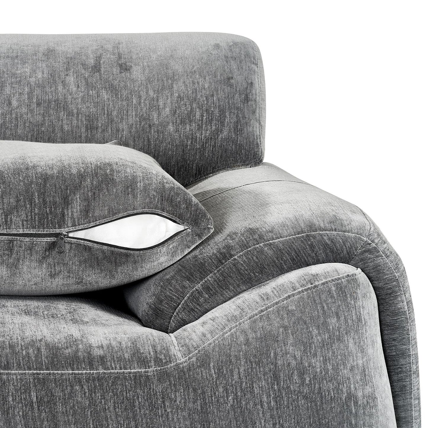 Monza L Shaped Chenille Fabric Beige Grey 4 Seater Corner Sofa LH