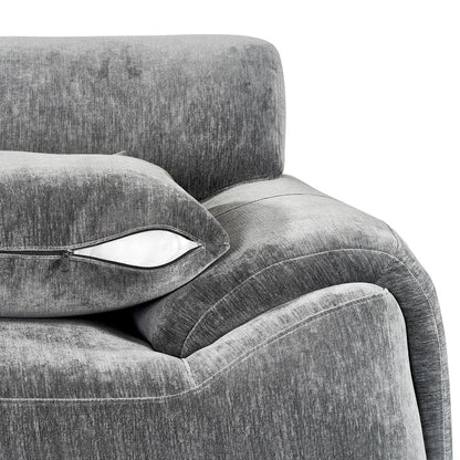 Monza L Shaped Chenille Fabric Beige Grey 4 Seater Corner Sofa LH