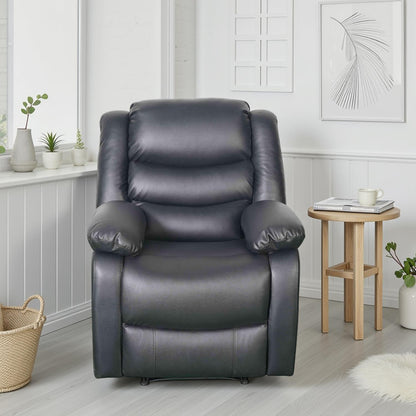Cortland Leather Look Single Seater Armchair Manual Recliner Black Brown