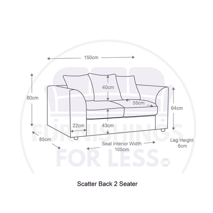 Byron Dundee Chenille Fabric 2 Seater Sofa - 5
