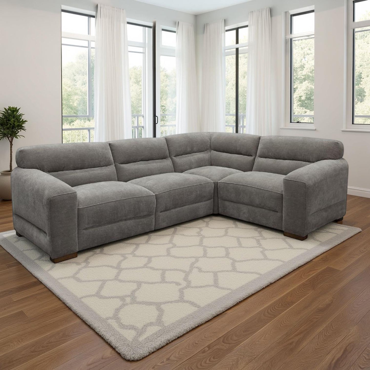 Clifton Universal Corner Sofa Soft Fabric Grey Green Charcoal