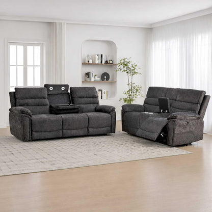 Sicily 3 + 2 Electric Power Grey Fabric Recliners Sofa Suite