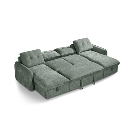 Seattle U Shaped 5 Seater Fabric Corner Sofa Bed