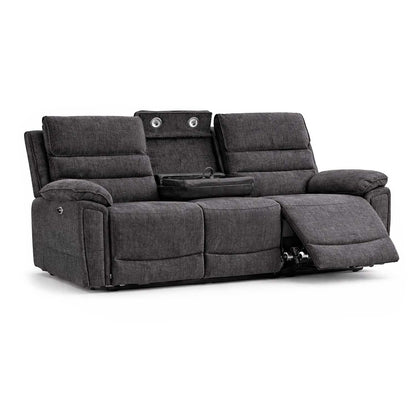 Sicily 3 Piece Electric Power Grey Fabric Recliners 3 + 1 + 1