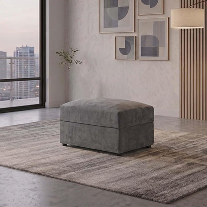 Montford Grey Fabric Storage Ottoman Footstool