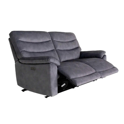 Tilly Electric Reclining 3 Seater Sofa Settee  Charcoal USB Charging