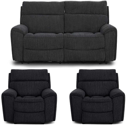 Lois Electric Reclining 3 Piece Sofa Suite 2 + 1 + 1 Black