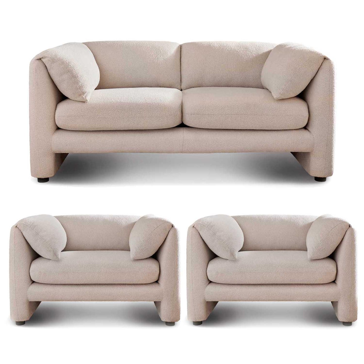 Chester 3 Piece Boucle Cream Fabric Sofas 2 + 1 + 1