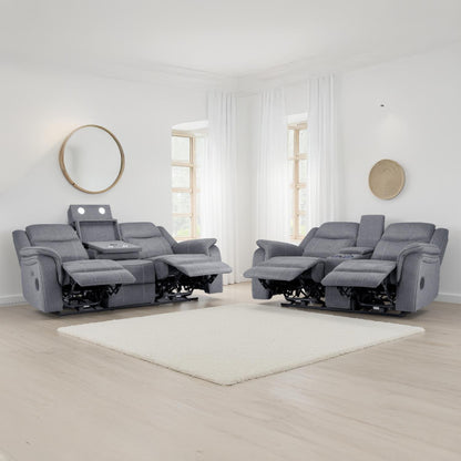 Orlando Grey Fabric 3 + 2 Electric Reclining Sofa Suite USB Charging