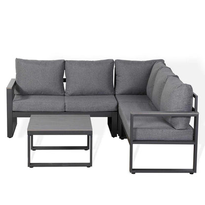 L Shaped Aluminium Grey Frame + Coffee Table Outdoor Garden Furniture