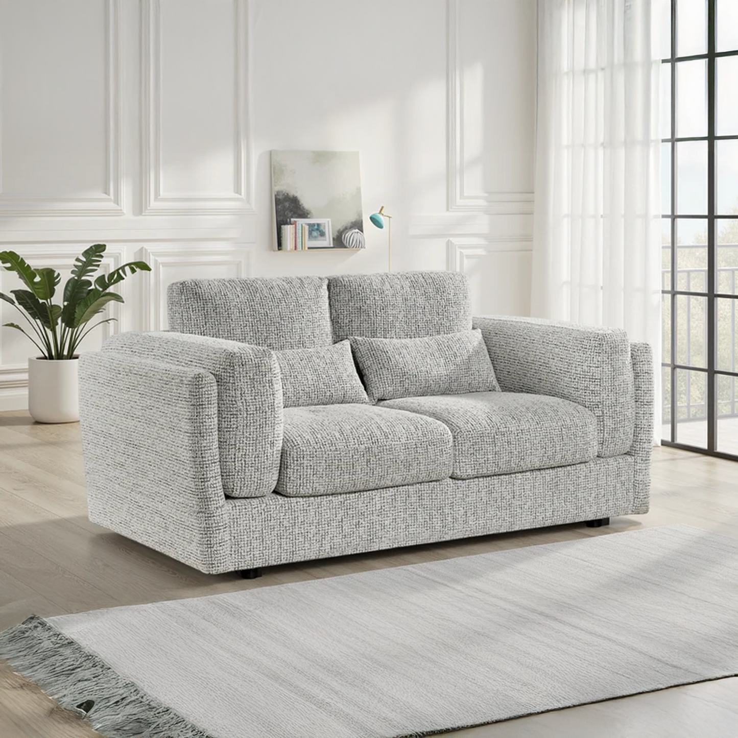 Bali Modern 2 Seater Chenille Sofa Beige or Grey
