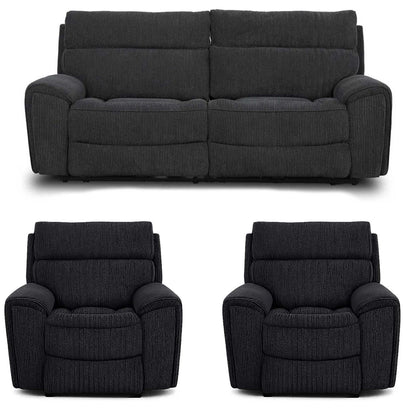 Lois Electric Reclining 3 Piece Sofa Suite 3 + 1 + 1 Black