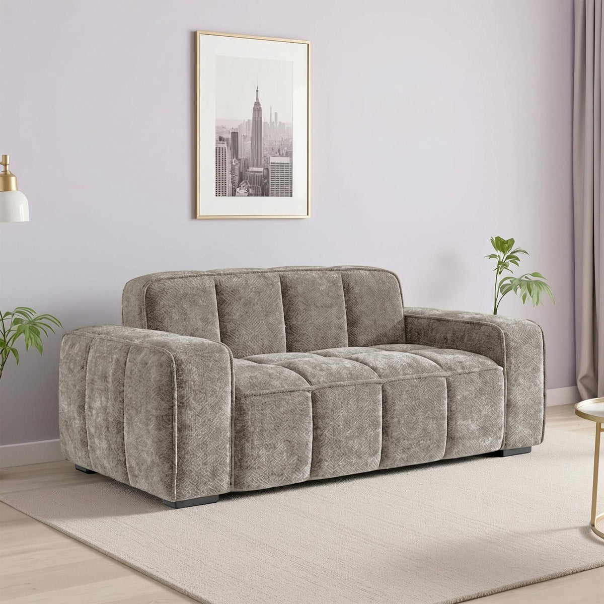 Preston 3 2 1 Sofa Suite Woven Fabric 3 Piece Set Beige Grey Olive