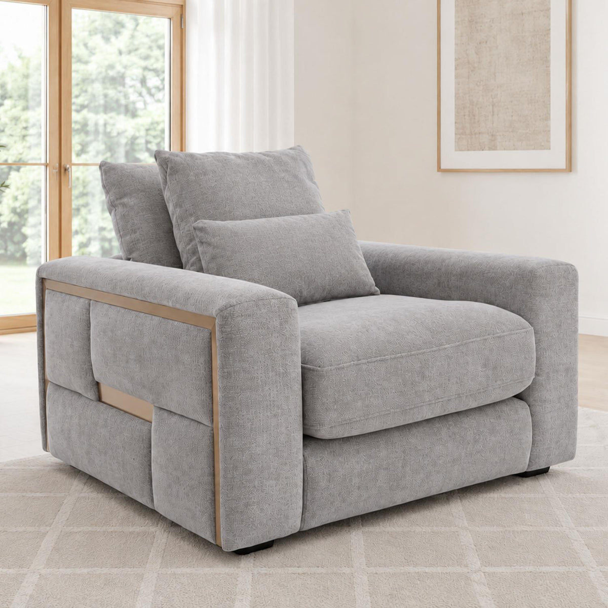 Juno Chenille Armchair with Removable Seat & Back Cushions