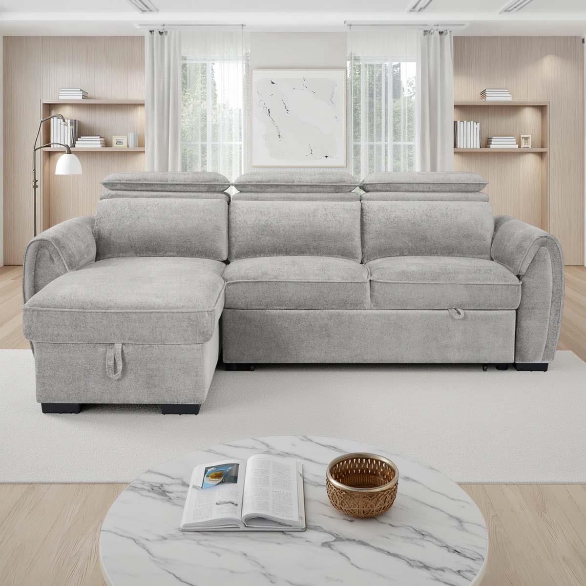 Carlo Universal Corner Sofabed with Storage & Adjustable Headrests