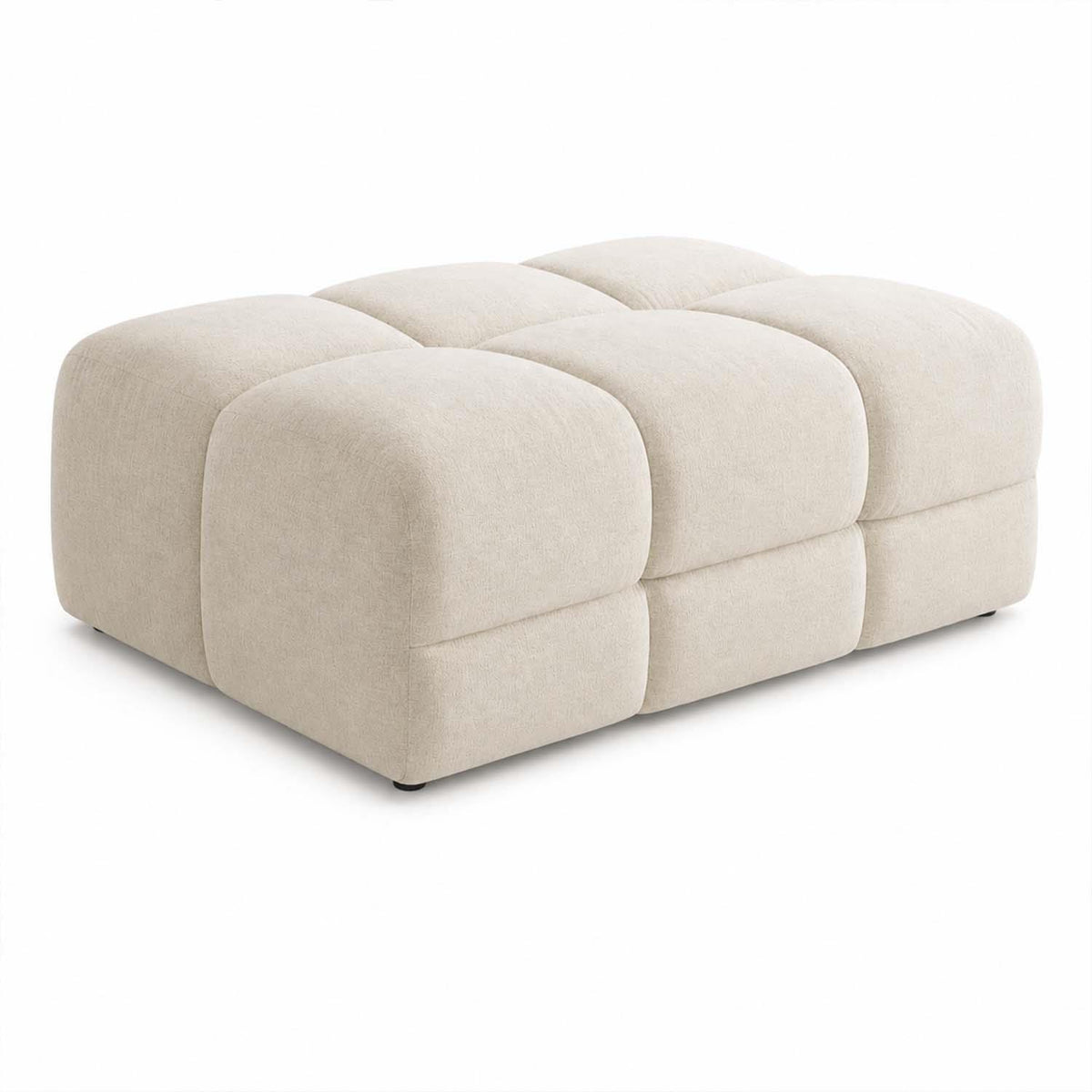 Jenson Large Plush Velvet Footstool Pouffe with Cross Stitch Detail
