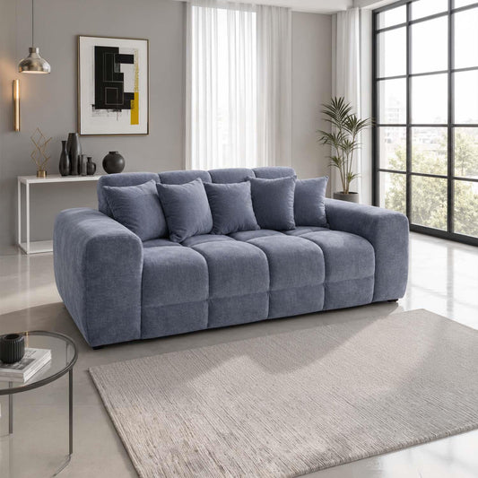 Jenson 3 Seater Plush Velvet Sofa with Deep Seats & Boxed Arms