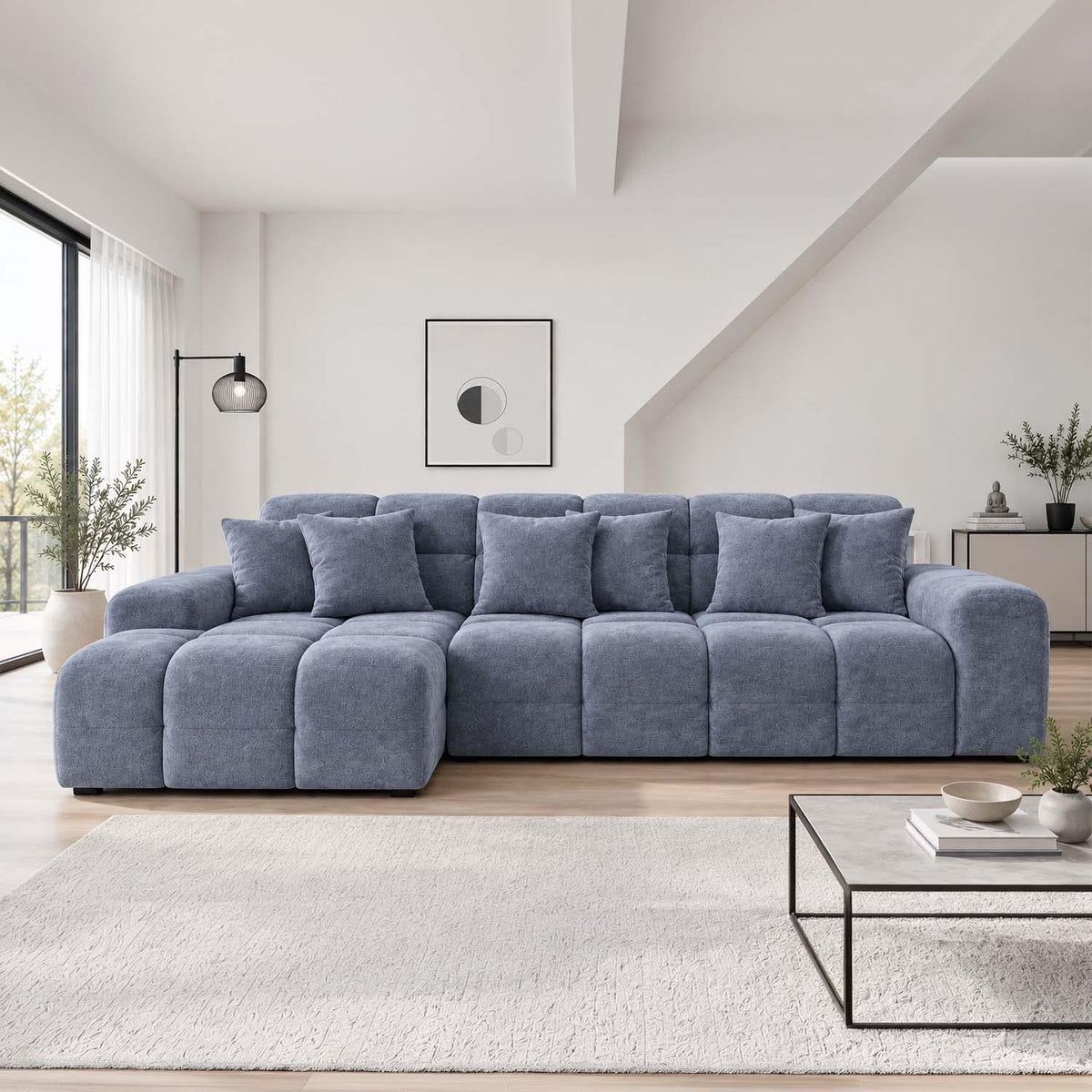 Jenson Plush Velvet Corner Sofa Left Right Hand Facing with Chaise