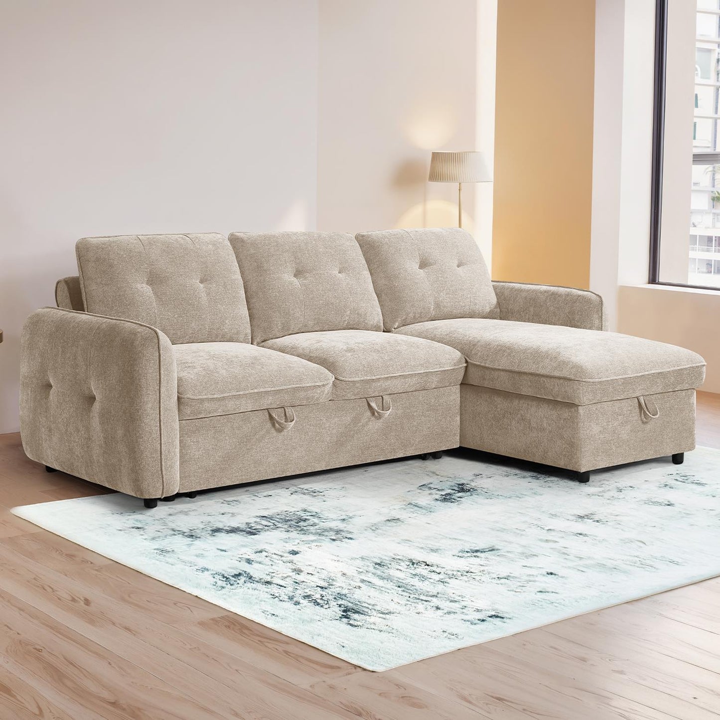 Seattle L Shaped 4 Seater Fabric Corner Sofa Bed