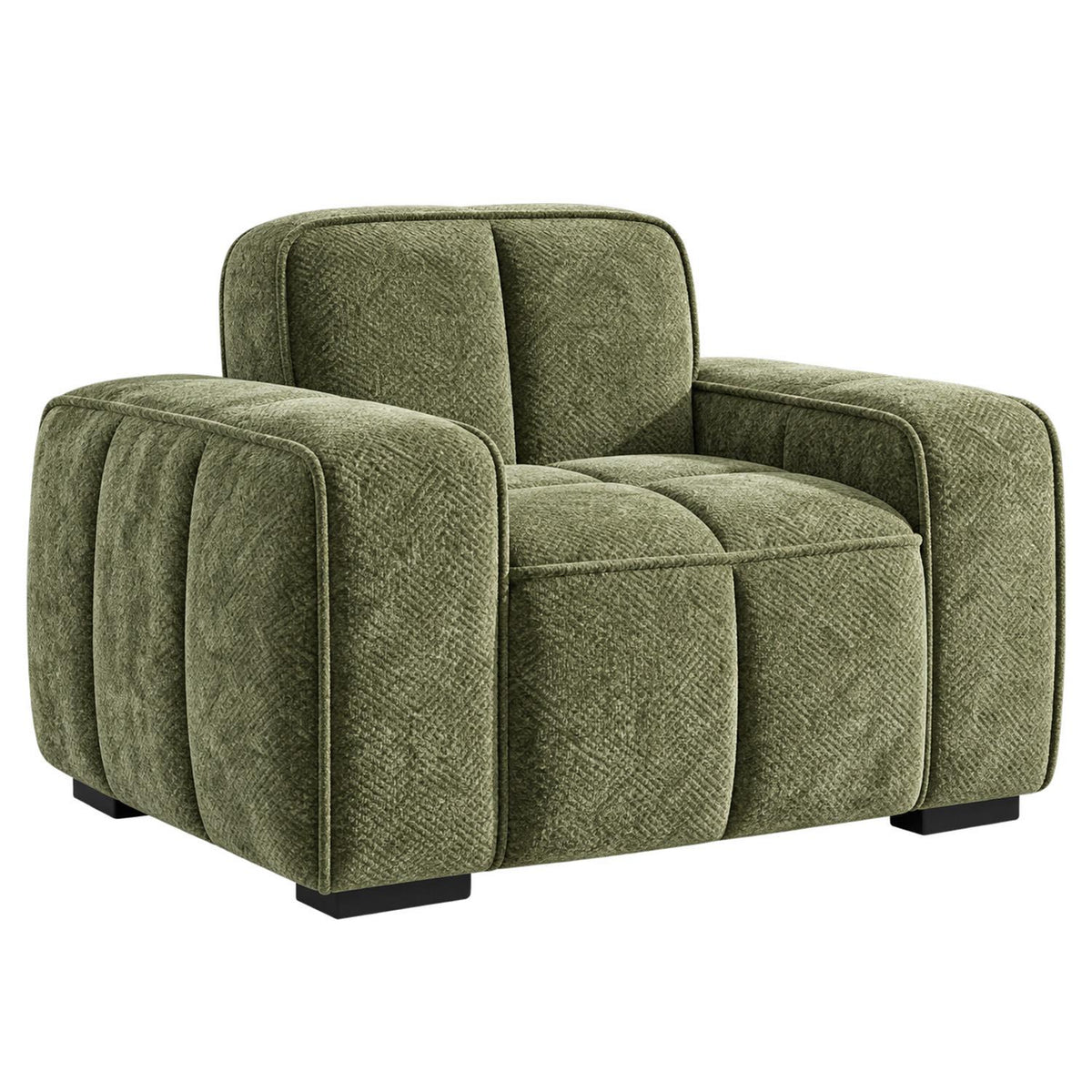 Preston Woven Fabric Armchair Chesterfield Style Beige Grey or Olive