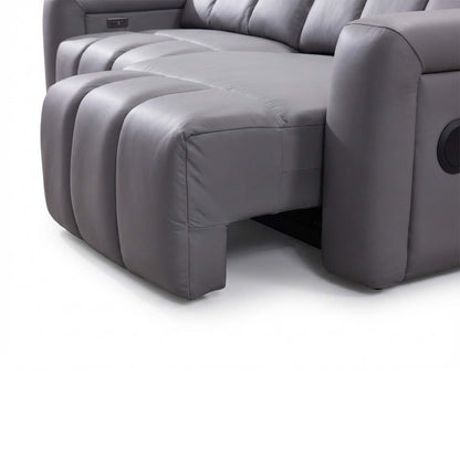 Delilah Electric Reclining Grey 3 Seater Sofa With Soundbar
