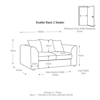 Casper Chenille Fabric 2 Seater Sofa