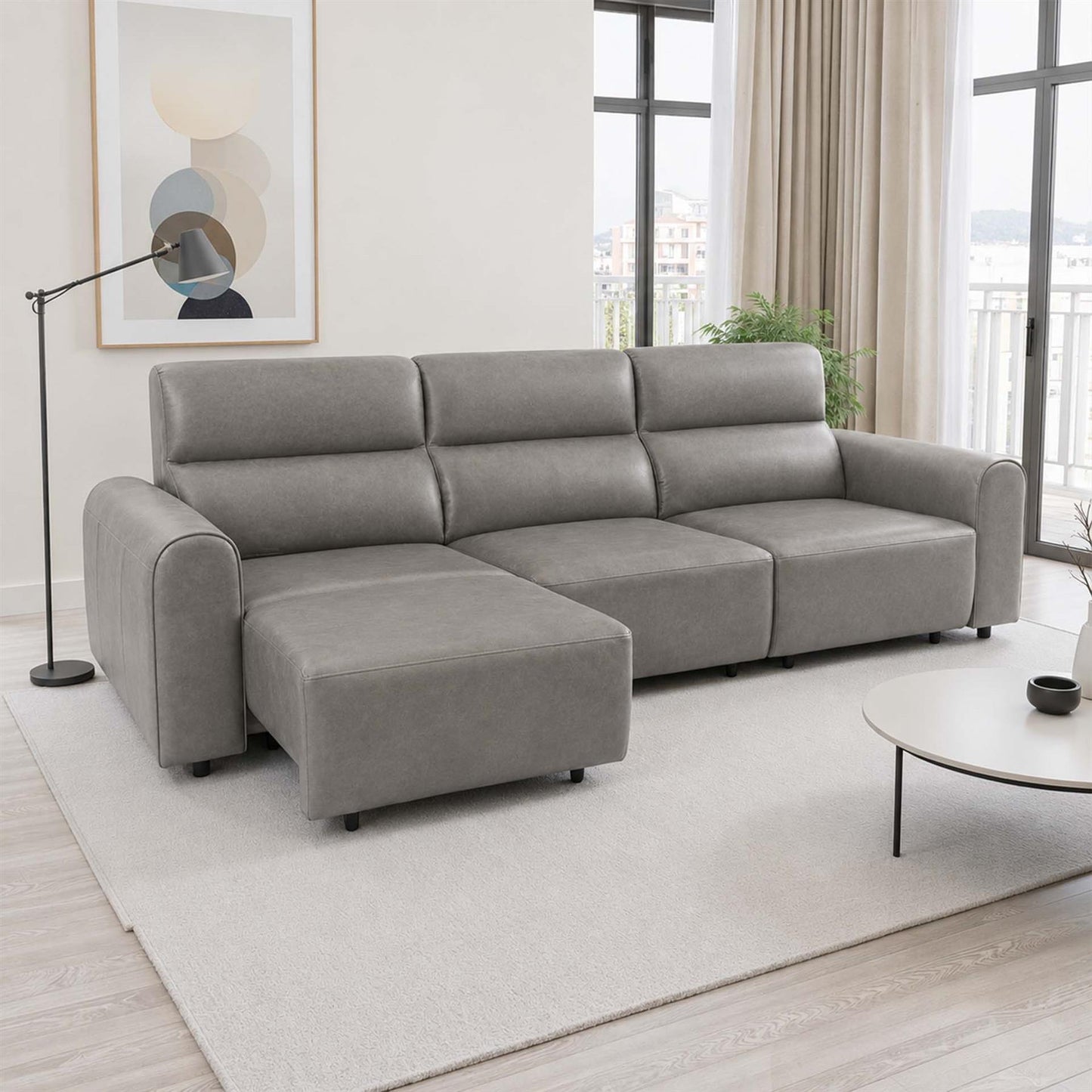 Corby 3 Seater Electric Recliner Sofa Leather Look High Back Design