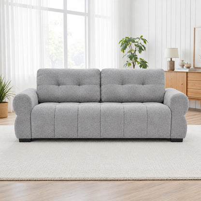 Sandford 3 Seater Fabric Sofa Rolled Arms Beige or Grey
