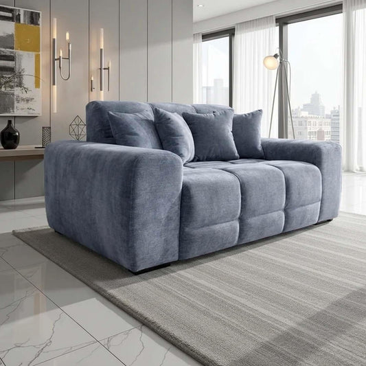 Jenson 2 Seater Plush Velvet Sofa with Deep Seats & Boxed Arms