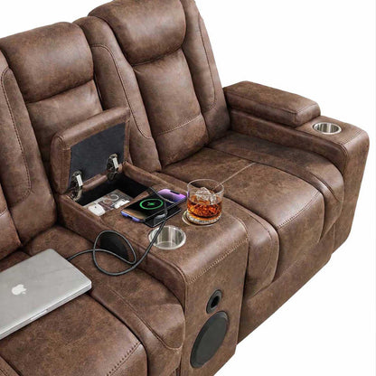 Juniper Electric Recliner 3 + 2 Sofa Suite USB Cup Holders Brown or Grey