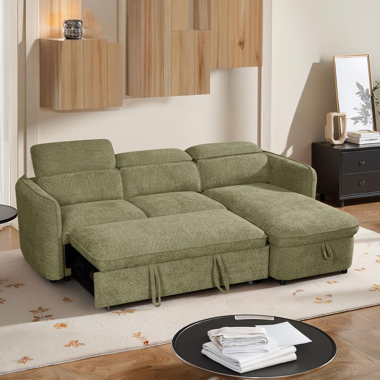 Ria L Shaped 4 Seater Fabric Corner Sofa Bed