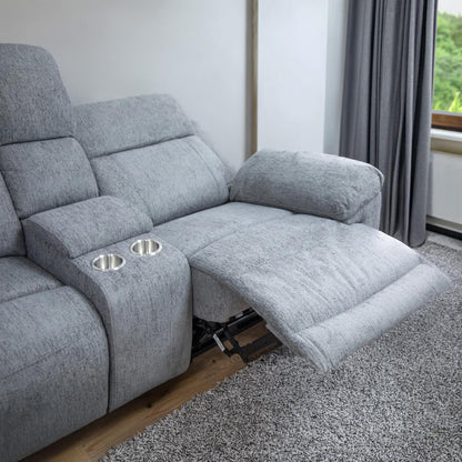 Orson 5 Seater Electric Recliner Corner Sofa Console Beige or Grey
